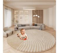 OLYGEE 55" Thick Baby Play Mat, 1.2" Cushioned Velvet Surface, High-Density Foam with Non-Slip Bottom - Soft & Safe Floor Mat for Infants, Toddlers, Tummy Time & Playpen Use (STYLE-C,55")