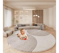 OLYGEE 55" Thick Baby Play Mat, 1.2" Cushioned Velvet Surface, High-Density Foam with Non-Slip Bottom - Soft & Safe Floor Mat for Infants, Toddlers, Tummy Time & Playpen Use (STYLE-E,55")