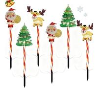 OLYGEE 6-Pack of Moving Christmas Lights, Solar & Battery Power, Courtyard Tree Snowman Reindeer LED Christmas Lights for Yard Garden Pathway Decor (Battery Power)
