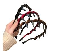 OLYGEE Basicallyt Retro High Skull Pearl Headband, Vintage High Cranium Artificial Pearl Hairband Bridal Hair Hoop Rhinestones Wedding Party Elegant Non Slip Braided Pearls Headbands with Teeth (A)