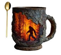 OLYGEE Bigfoot Forest Fire Mug, 3D Relief Bigfoot Coffee Mug for Cryptozoology Enthusiasts Campers Hikers Nature Lovers, Unique Gift Idea (1pcs)