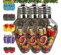 OLYGEE Christmas Bulb Gift Jar-Christmas Tree Candy Jar with Screw-Off Lid, Jumbo Plastic Hanging Candy Containers Refillable Containers for Tree Hanging Decor and Holiday Crafts Party (3pcs)