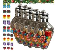 OLYGEE Christmas Bulb Gift Jar-Christmas Tree Candy Jar with Screw-Off Lid, Jumbo Plastic Hanging Candy Containers Refillable Containers for Tree Hanging Decor and Holiday Crafts Party (5pcs)