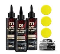 OLYGEE D1 Glass Polishing Liquid, 2025 New Upgrade Glas Oil Film Remover & Anti-Fog Hydrophobic Coating Spray, Removes Scratches & Wiper Marks with Sponge, Easy to Use for Auto Car Glass (3pcs)