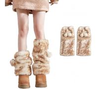 OLYGEE Deer Leg Warmers-Fuzzy Leg Warmers Y2K Brown Fuzzy Boot Covers Gyaru Brown Faux Fur Leg Warmers for Holiday Party (1pcs)