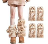 OLYGEE Deer Leg Warmers-Fuzzy Leg Warmers Y2K Brown Fuzzy Boot Covers Gyaru Brown Faux Fur Leg Warmers for Holiday Party (2pcs)