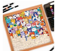 OLYGEE DIY 3D Coloring Puzzle - Wooden Coloring Puzzle/Drawing/Frame 3in1 Multi-Functional DIY Wooden Coloring Puzzles HD Printed Pattern, Smooth and Seamless Joints Natural Wood Grain