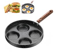 OLYGEE Egg Frying Pan Nonstick, Non Stick Egg Frying Pans 4 Holes Shapes with Handle Brush and Spatula for Breakfast, Sandwiches, Pancake, Burger