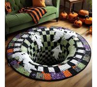 OLYGEE Halloween 3D Rug - Halloween Optical Illusion Rugs, Ghost Skeleton Pumpkin Patterns, Soft Non-Slip Backing for Living Room Bedroom Party Home Decoration (C,55in)