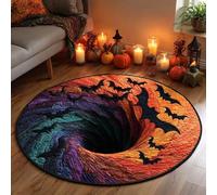 OLYGEE Halloween 3D Rug - Halloween Optical Illusion Rugs, Ghost Skeleton Pumpkin Patterns, Soft Non-Slip Backing for Living Room Bedroom Party Home Decoration (L,32in)