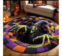 OLYGEE Halloween 3D Rug - Halloween Optical Illusion Rugs, Ghost Skeleton Pumpkin Patterns, Soft Non-Slip Backing for Living Room Bedroom Party Home Decoration (D,47in)