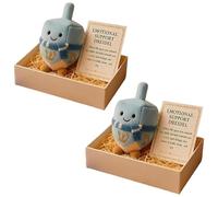 OLYGEE Hanukkah Emotional Support Plush, Hanukkah Stuffed Animal, Adorable Dreidel & Gelt Toy for Comfort & Joy (2pcs*Blue)