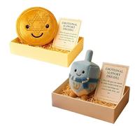 OLYGEE Hanukkah Emotional Support Plush, Hanukkah Stuffed Animal, Adorable Dreidel & Gelt Toy for Comfort & Joy (Blue+Yellow)