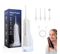 OLYGEE Hydropulse Pro Portable Water Flosser Cordless, 4 Modes & 4 Tips, 1800 Bursts/Min, 320ml Tank, IPX8 Waterproof for Teeth Cleaning, Braces, and Implants, Lightweight and travel-friendly (White)