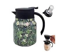 OLYGEE Infinite Tea Pot, Vintage Floral Teapot with Built in Infuser, Stainless Steel Kettles Thermal Carafe with Lid for Hot Drinks (E)