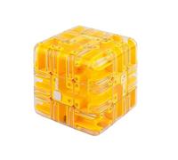 OLYGEE Large Labyrinth 3D Puzzle Maze Cube - Engaging Brain Teaser Toy, Marble Magic 3x3 Challenge Mazes Ball for Stress Relief & Logic Development, A Perfect Educational Game Gift (Yellow)