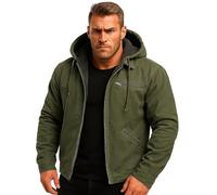OLYGEE Lininco Mens Jackets, Hooded-Zipped Up-Fleece Lined Jacket, Thickened Fleece Button Lightweight Jacket with Pocket (Green,4XL)