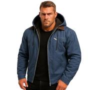 OLYGEE Lininco Mens Jackets, Hooded-Zipped Up-Fleece Lined Jacket, Thickened Fleece Button Lightweight Jacket with Pocket (Navy,L)