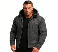 OLYGEE Lininco Mens Jackets, Hooded-Zipped Up-Fleece Lined Jacket, Thickened Fleece Button Lightweight Jacket with Pocket (Gray,3XL)