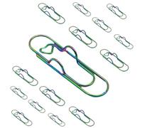 OLYGEE Paper Clip Pen Holder-Paperclip Pen Holder for Notebook 15 Pcs Colors Heart Pen Clip Metal Pencil Clips for Students, Professionals, and Teachers (Green)
