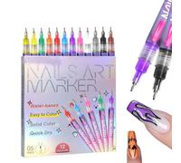 OLYGEE Penne per nail art per dipingere le unghie con punta fine, pennarelli per nail art per unghie in gel, 2025 pennarelli artistici fai da te per disegnare e dipingere per salone domestico (3 pezzi