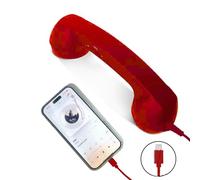 OLYGEE Retro Phone Handse, Type-C Plug & Play Retro Receiver, Landline Handle Receiver for Clear Calls & Conferences (Red)