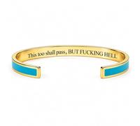 OLYGEE This Too Shall Pass Bracelet, Hidden Message Adjustable Cuff Bracelet, Funny Encouragement Gifts for Women Friends (#1)