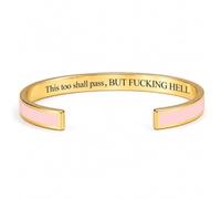 OLYGEE This Too Shall Pass Bracelet, Hidden Message Adjustable Cuff Bracelet, Funny Encouragement Gifts for Women Friends (#4)