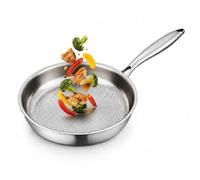 OLYGEE Titanium Frying Pan, Titanium Pro Pan Style Hammered Cookware, Scratch-Resistant Skillet for Gas, Electric and Induction Cooking (11 in,silver)