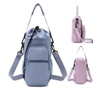 OLYGEE Water Bottle Shoulder Bag-Water Bottle Bag Can be worn across the body with Zipper Pocket for Walking, Hiking, Cycling (Blue)