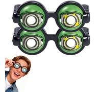 OLYGEE Winking Glasses - Blink & Wink Novelty Blinking Glasses, Crazy Eye Novelty for Parties & Selfies, Funny Glasses for Adults (Bright green,2pcs)