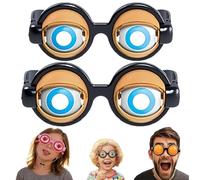 OLYGEE Winking Glasses-Funny Winking Glasses Kinetic Crazy Eyes with Manual Blink Action Blinking Glass for Performances for Instant Laughter (Brown,2pcs)