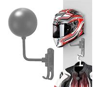 Olymajy Accessori Moto Porta Casco Moto, espositore per Casco con Gancio, Supporto per Cappello Girevole a Parete, elmetto, Casco per Bicicletta espositore (Grigio)