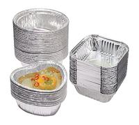 Olymajy Vaschette Alluminio Usa e Getta - Teglie per Pane e Muffin a Forma di Cuore (Quadrate/Rotonde) - Contenitori Portatili per Alimenti Senza Coperchio (60 Pezzi)