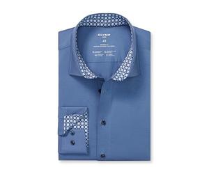 OLYMP Camicia da uomo a maniche lunghe Luxor 24/Seven,Single Jersey,439 Modern-fit Jerseyshirt-01,13 New Kent, Blu Norimberga 17, 43