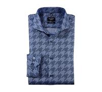 OLYMP Camicia da uomo a maniche lunghe No. Six, stampa rotativa su tinta unita, no 6 six, 02 colletto squalo, Marine 18., 40