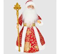 OLYMP DED Moroz, statuetta decorativa Babbo Natale in oro rosso con contenitore per caramelle, 40 cm