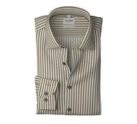 Olymp Level Cinque Corpo Fit Uomo Camicia da Ufficio Braun Bianco a Righe 200984