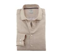 Olymp Level Cinque Uomo Camicia di Lino Indumento Lavato Braun 219274 22 Natura