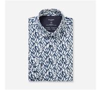 Olymp Luxor Moderno Fit 24/Seven Uomo Camicia da Ufficio Blu Bianco Floreale