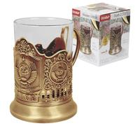 OLYMP Porta bicchiere da tè UDSSR Stemma CCCP Bronzo (con bicchiere da tè 200 ml)