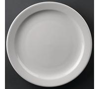 Olympia Athena CF364 - Piatti con bordo stretto, 254 mm, confezione da 12, in porcellana bianca, set di piatti da tavola, per ristorante, stoviglie - Adatto al microonde