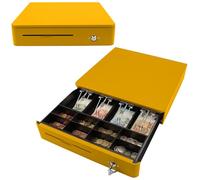 OLYMPIA M 405 giallo | Cassetto contanti con 8 scomparti per monete e 4 scomparti per banconote | Robusto cassetto per cassa in metallo pieno | Registro di cassa controllabile elettrico con serratura