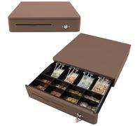OLYMPIA M 405 Mokka | Cassetto contanti con 8 scomparti per monete e 4 scomparti | Robusto cassetto per contanti in metallo pieno | Registro di cassa controllabile elettrico con serratura e connettore