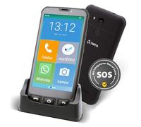 Olympia Neo Mini | Display per anziani da 5 pollici | Tasto di emergenza e compatibile con apparecchi acustici | Whatsapp & Mediteo preinstallato | Cellulare anziani senza contratto | Rappresentazione