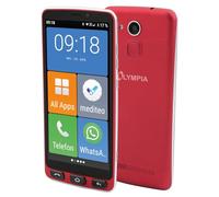 Olympia NEO+ - Telefono cellulare per anziani, con grande display e pulsante di chiamata di emergenza, funzionamento extra semplice, con WhatsApp, Android 15, 4G LTE, colore: rosso