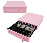 OLYMPIA S 330 Caramelle rosa | Cassetto contanti con 8 scomparti per monete e 4 scomparti per banconote | Robusto cassetto per cassa in metallo pieno | registratore di cassa controllabile elettrico
