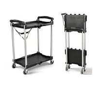 Olympia Tools 89-356 Pack-N-Roll Folding Collapsible Service Cart, Black, 50 Lb. Carica Capacity per Shelf, 2-Layers
