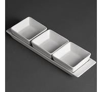 Olympia U816 Whiteware ciotola per snack con piastra, 3 Sezioni, Bianco (Confezione da 2)