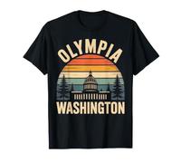 Olympia Washington Retro Tramonto Viaggio Souvenir Maglietta